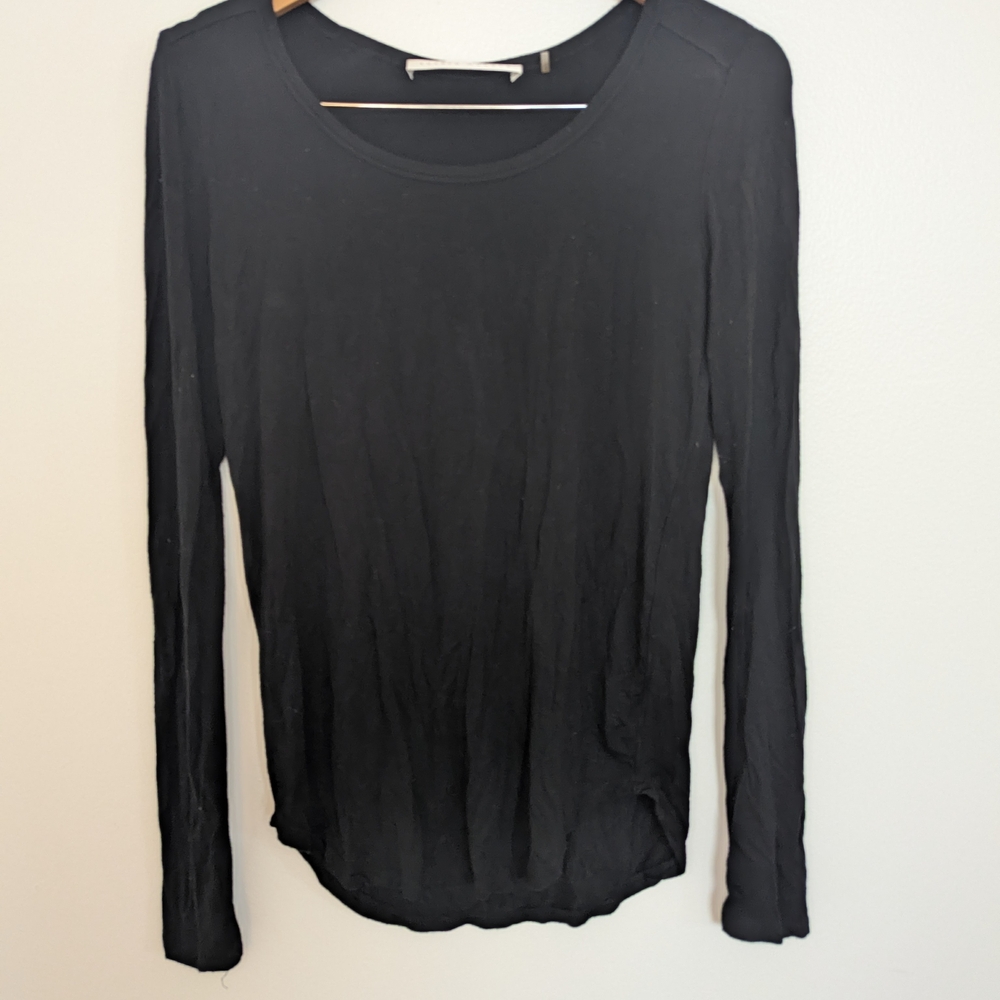 Susana Monaco Black Long Sleeve Crewneck Top